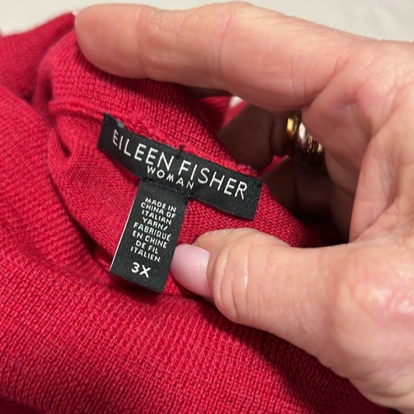 Eileen Fisher Woman Red Merino Wool Long Sleeve Turtleneck Sweater Size 3X - Picture 7 of 8
